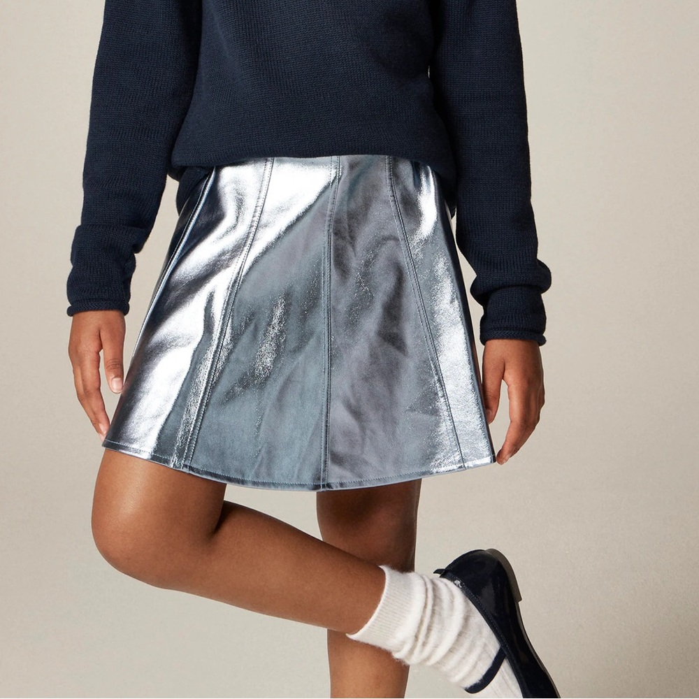 J.Crew Girls’ L’Amour Long-Sleeve Sequin Heart Tee/Metallic Faux Leather Skirt—M - Picture 9 of 12